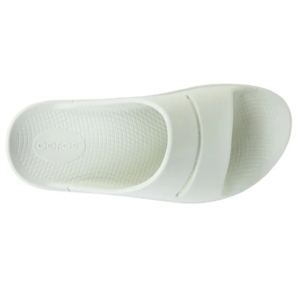 Oofos Ooahh White Slide Sandals